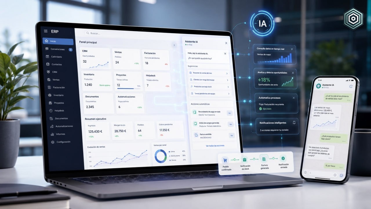 Agente IA integrado en Odoo ERP para automatizar procesos empresariales
