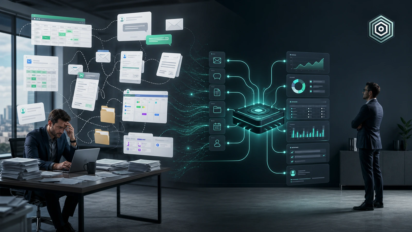 Pyme con herramientas digitales desconectadas frente a procesos conectados y automatizados
